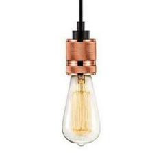Imagem de Pendente Retro Industrial Soquete Rosegold Loft Luminária Vintage Lustre Design Edison LM1654 - Eluminárias