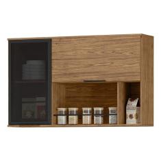 Imagem de Armário Aéreo Cozinha Toscana 100% Mdf 2 Portas Com Vidro Freijó - Mx
