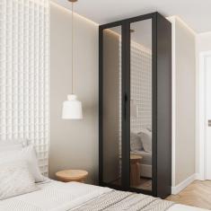 Imagem de Guarda Roupa Modulado 2 Portas Reflecta com Cabideiro e 2 Gavetas Hera CabeCasa MadeiraMadeira Preto