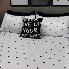 Imagem de Lençol Com Elástico Casal Comum 4 Un Love Black Com Almofada - Casa Da