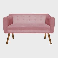 Imagem de Namoradeira 02 Lugares Julia Suede Rose Pés Palito Castanho D'Rossi