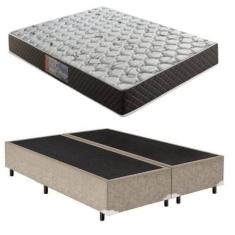 Imagem de Cama Box Casal Bipartido Suede Bege + Colchão Espuma D33 138x188x23