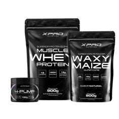 Imagem de Kit Whey Muscle Protein 900g + Pré-Treino 4-Pump 100g + Wazy Maize 800g - Xpro Nutrition-Unissex