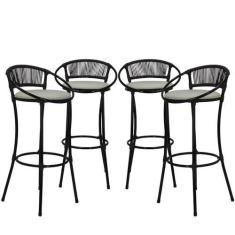 Imagem de Conjunto 4 Banquetas Havaí em Fio de Fibra Artesanal para Bar, Bancada