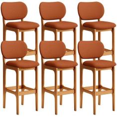 Imagem de Kit 06 Banquetas Alta Bar Cozinha Sala Jantar Fixa Betta L02