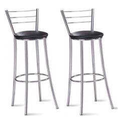 Imagem de Kit 2 Banquetas Para Bancada Cromada Grazi Preto