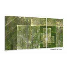 Imagem de Quadro Decorativo Abstrato Fractal Verde Sala Quarto 3 peças