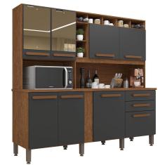 Imagem de Armário de Cozinha Antonela 8 Portas 2 Gavetas Imop Cor Cinamomo Grafite