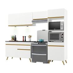 Imagem de Armário de Cozinha Compacta 252cm com Leds Veneza Up Multimóveis V2018 Branco/dourado