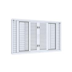 Imagem de Janela Veneziana de Correr Central Flex 4 Folhas Móveis e 2 Fixas Lucasa Facilità  100cmx200cm Branco