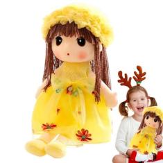 Imagem de Boneca de macio fofa, menina de boneca de pelúcia - Querida Boneca de Abraço Aconchegante | Boneca feita a mão multicultural macia do afago com saia do chapéu da roupa para crianças