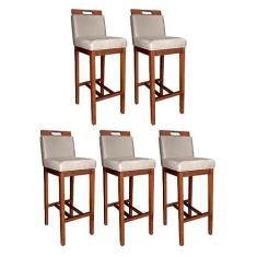 Imagem de Kit 5 Banquetas Alta para Bancada 104 Cm Veneza Suede Bege CCS