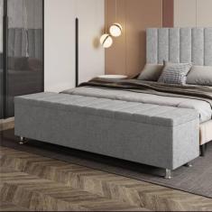 Imagem de Recamier Baú King Itália em Linho - Sonhar Estofados, LN-21 Cinza