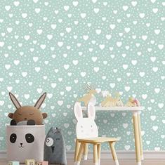 Imagem de Papel De Parede Adesivo Coração Corações  Verde 5m