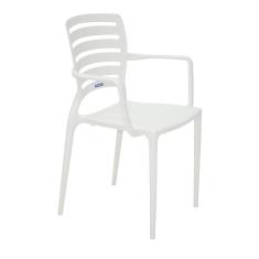 Imagem de Cadeira Plastica Monobloco Com Bracos Sofia  Encosto Vazado Horizontal
