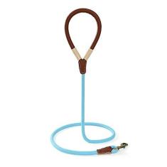 Imagem de Mile High Life | Coleira para cães de couro premium | Coleira para cães de corda forte | Alça de couro | Fecho resistente | Cães pequenos e médios grandes | Diâmetro 1,27 cm (azul, 1,27 m)