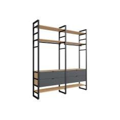 Imagem de guarda-roupa closet modulado industrial philly 4 gv cedro e grafite 197 cm
