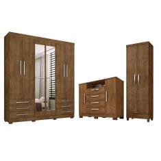 Imagem de Guarda Roupa De Casal Londres Com Espelho E Cômoda Madri E Multiuso Egito Malbec Incorplac