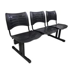 Imagem de Cadeira Iso em longarina 3 lugares Linha Polipropileno Iso Preto