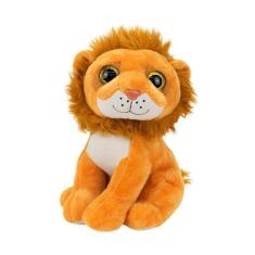 Imagem de Leão Sentado De Pelúcia Com Olhos Brilhantes - 26 Cm