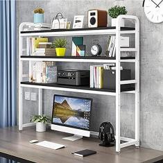 Imagem de Estante de mesa de 3 camadas - Rack de armazenamento de escritório organizador de mesa, estante de mesa de 3 camadas para mesa de computador, prateleiras de mesa de estante multicamadas ajus