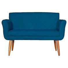 Imagem de Namoradeira Decorativa Isabela Pés Palito Suede Azul Royal - DS Estofados