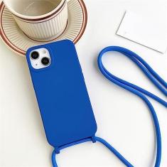 Imagem de Capa de telefone de silicone fosco com cordão transversal para iPhone 14 7 8 Plus 13 12 11 Pro XS Max X XR SE 2 3 Capa de TPU macia de cor sólida, azul escuro, para iPhone 14 Pro