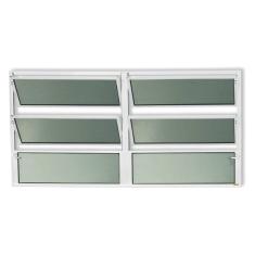Imagem de Janela de Alumínio Basculante 2 Seções 60x120cm Vidro Mini Boreal Plus Brimak Branco