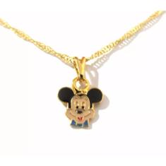 Imagem de Colar Cordão Gargantilha Mickey Folheado 18k