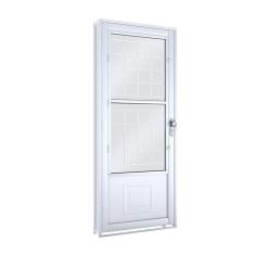 Imagem de Porta de Aço Postigo 215x90cm com Grade Quadrada e Vidro Mini Boreal Lucasa Branco