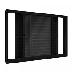 Imagem de Janela de Alumínio de Correr 100x120cm 3 Folhas Lucasa Alumínios Preto