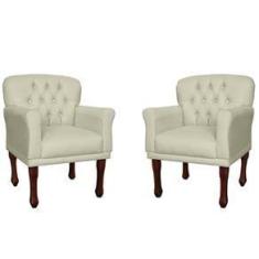 Imagem de Kit 02 Poltronas Decorativas Anita Pés Luis XV Suede Bege - DS Estofados