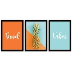 Imagem de Conjunto Quadros Decorativos 3 peças 40x60 Good Vibes 2
