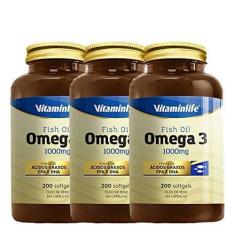 Imagem de Kit com 3 - Omega 3 1000mg - 200 cápsulas - VitaminLife