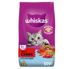 Imagem de Ração Whiskas Carne para Gatos Adultos Castrados - 500 g