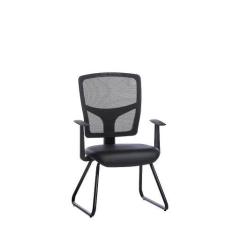 Imagem de Cadeira Eco Fixa Encosto Em Tela Executiva Com Braços Preta - Negromon