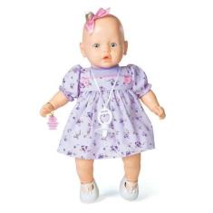 Imagem de Boneca Nenezinho Branco Vestido Lilás 44 Cm Estrela