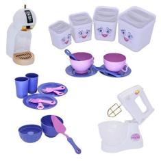 Imagem de Cozinha Menina Brinquedo Infantil Xícaras Pratos 23 Peças - Altimar