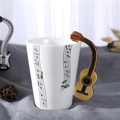 Imagem de Caneca de música 370ml Caneca criativa da guitarra da guitarra da guitarra da guitarra da guitarra do chá de café Café com o punho Canecas Presentes da novidade Xícara de Café