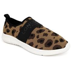 Imagem de LONDON FOG Kissia Tênis de corrida feminino moderno sem cadarço confortável, Leopardo, 38