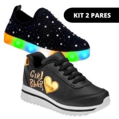 Imagem de Kit 2 Pares Tênis Feminino Infantil Sapatenis Menina Escolar - Club Ha