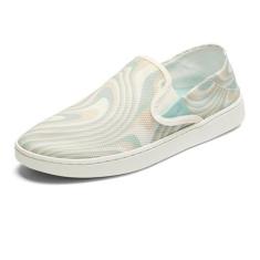 Imagem de OLUKAI Pehuea Tênis feminino sem cadarço, sapatos casuais para o dia a dia, salto e malha respirável, leve e confortável o dia todo, Branco brilhante/redemoinho, 35