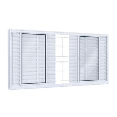 Imagem de Janela de Correr Aço 6 Folhas com Grade Quadrada Lucasa Facilità  120cm x 150cm Branco