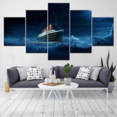 Imagem de Quadro Decorativo Mosaico De 5 Peças Navio Filme Titanic
