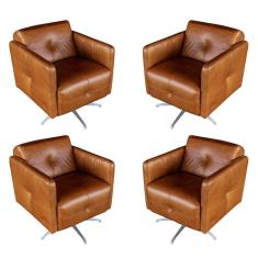 Imagem de Kit 4 Poltronas Giratória Astana Couro Marrom