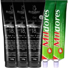 Imagem de Kit 3 Gel Massageador Cartilagem De Tubarão Com 18 Ervas 150G + 2 Crem