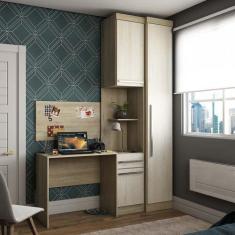 Imagem de Guarda Roupa Modulado 3 Portas 1 Gaveta Com Escrivaninha E Painel Mast