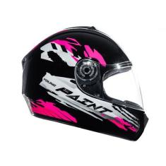 Imagem de Capacete Moto Infantil Criança Fly Young Paint, Preto Brilhante Rosa, 