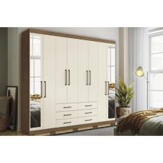 Imagem de Guarda Roupa Casal 8 Portas E 6 Gavetas c- Espelho E Pés Master 8.6 Jatoba-areia