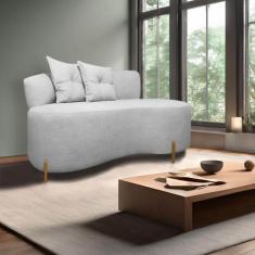 Imagem de Sofá Curvo Orgânico Grécia  2 Pessoas 180cm Bouclê Cinza Sofa Store